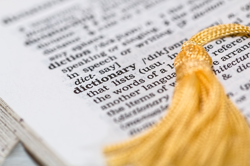 Some Working Definitions of APEST - Dictionary with gold bookmark